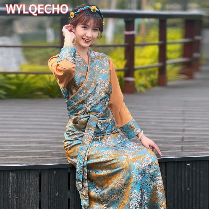 Chinesische tibetische Kleid Frauen Robe Frühlings tradition neu