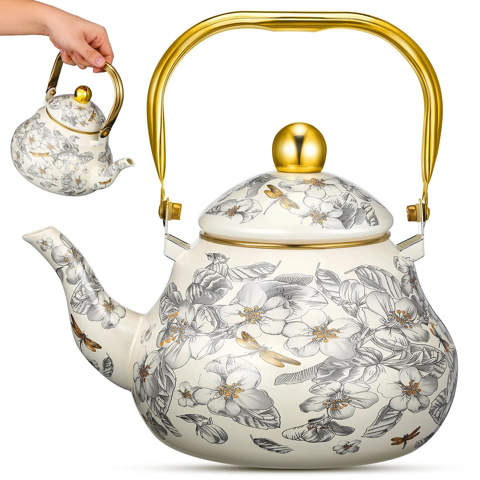 

Винтажный эмалированный чайник для плиты, легко моется, стильный дизайн, для кухни и чайной комнаты