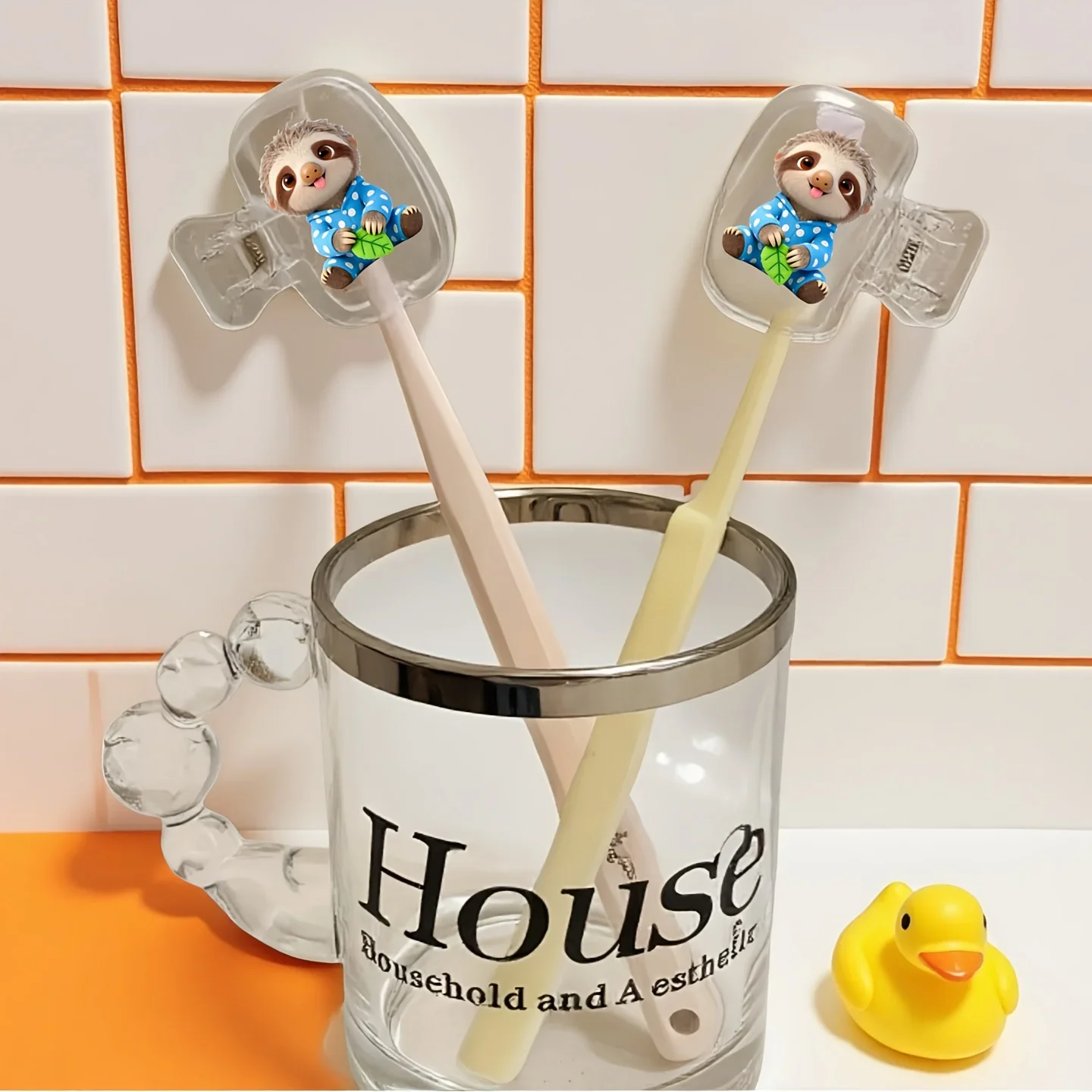 2pcs Sloth with Its Tongue Out Toothbrush Head Covers Useful in Household Keep Personal Oral Care Gift for Woman Lady and Girl