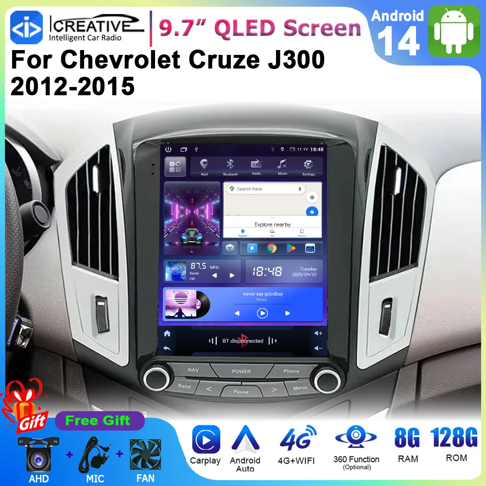

9,7-дюймовый автомобильный мультимедийный плеер на базе Android, радио для Chevrolet Cruze J300 2012-2015 Tesal Style Carplay, авторадио, стерео 2Din DSP Navi