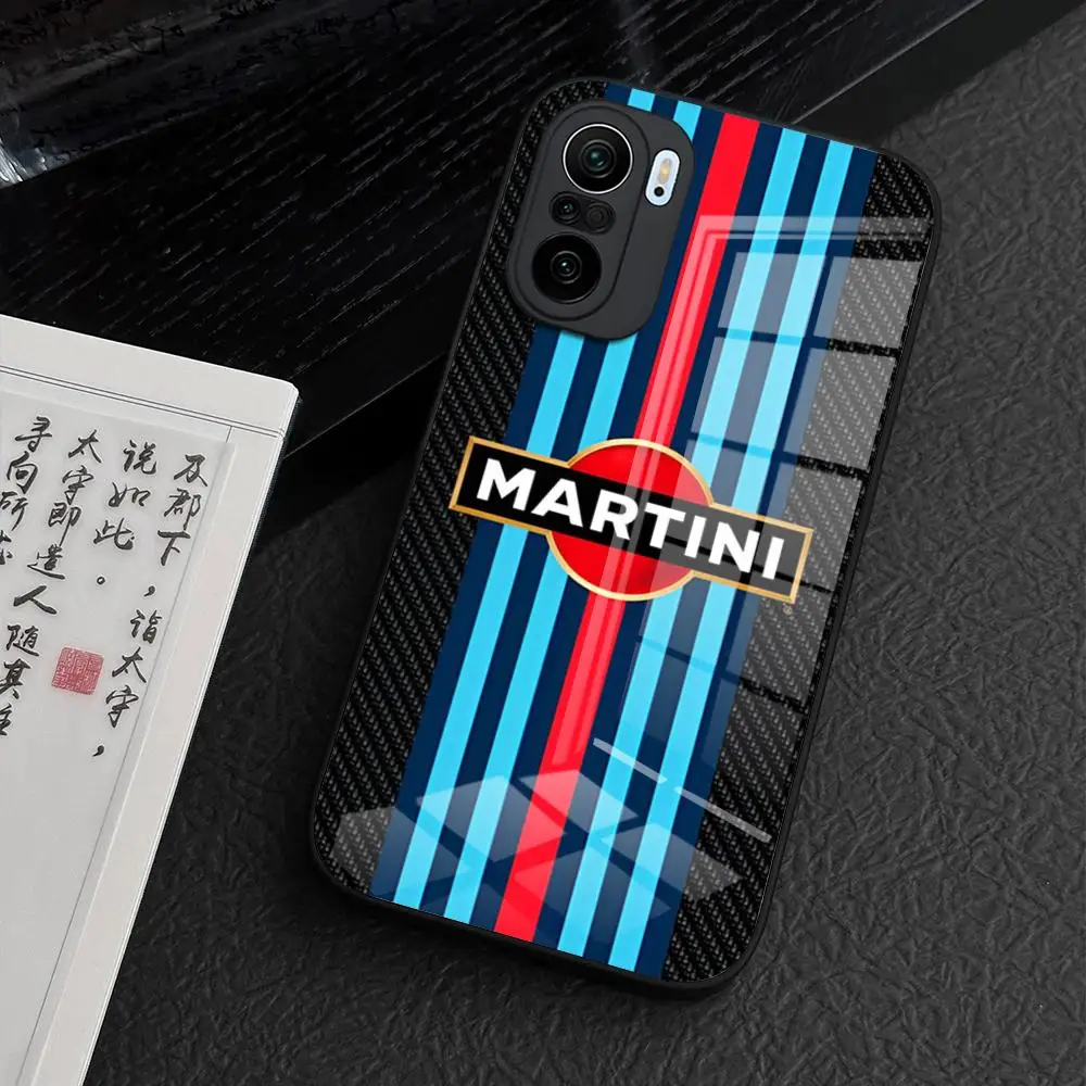 Martini Racing Horizontal Stripe Phone Case For Xiaomi 14 Lite 12 Pro 11t 13 Lite POCO M6 M5 X6 X5 X3 NFC F5 F6 Pro Glass Cover