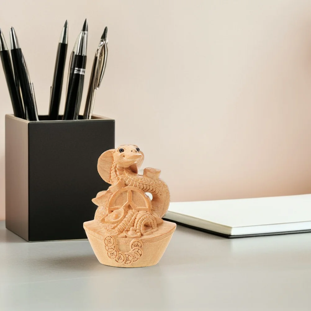 

2pcs Wooden Ornament Hand-Carved Chinese Zodiac Desktop Decoration Feng Shui Wood Sculpture Year Of The Present Home Office