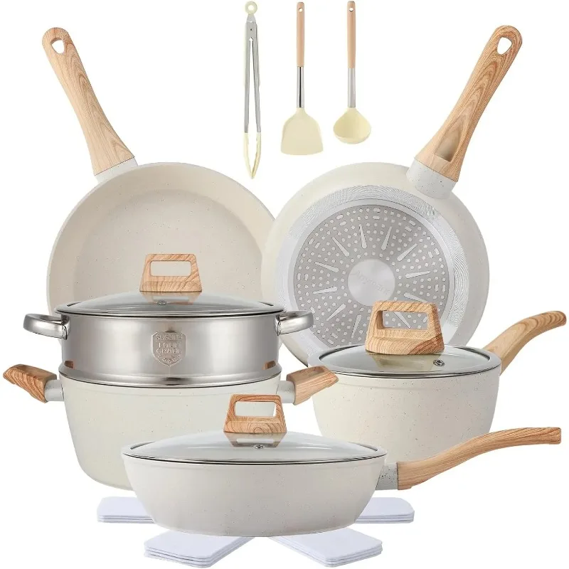 Set Nonstick with Cooking Set (white, 16pieces) Hot Sale16PCS Pots and Pans Set Non Stick Cookware