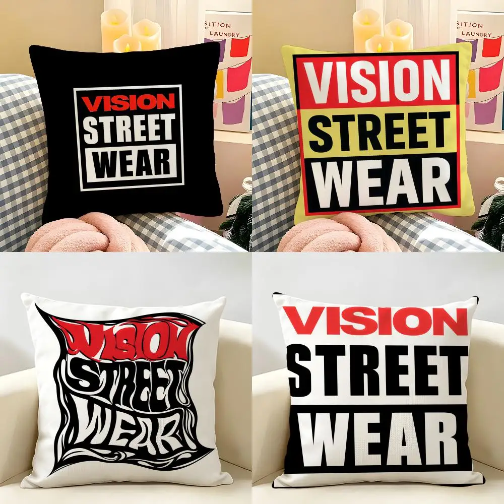 V-Vision S-Street-Wears Cushion Cover Natural Linen Organic Fabric Double-Sided Printing Room Sofa Decor Pillow Case