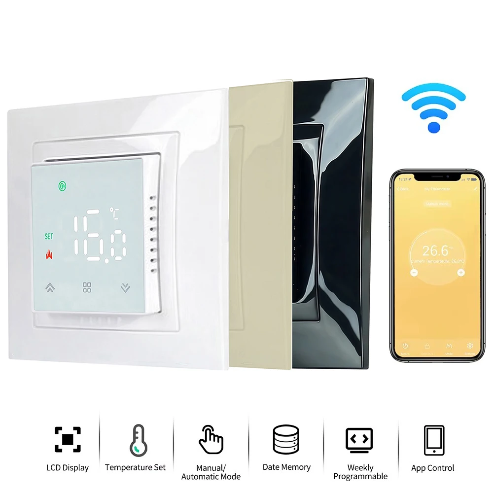 MINCO HEAT Smart WIFI Thermostat 3 Colors Temperature Controller 3A 16A for Water/Electric Floor/Gas Boiler Google Home Alexa
