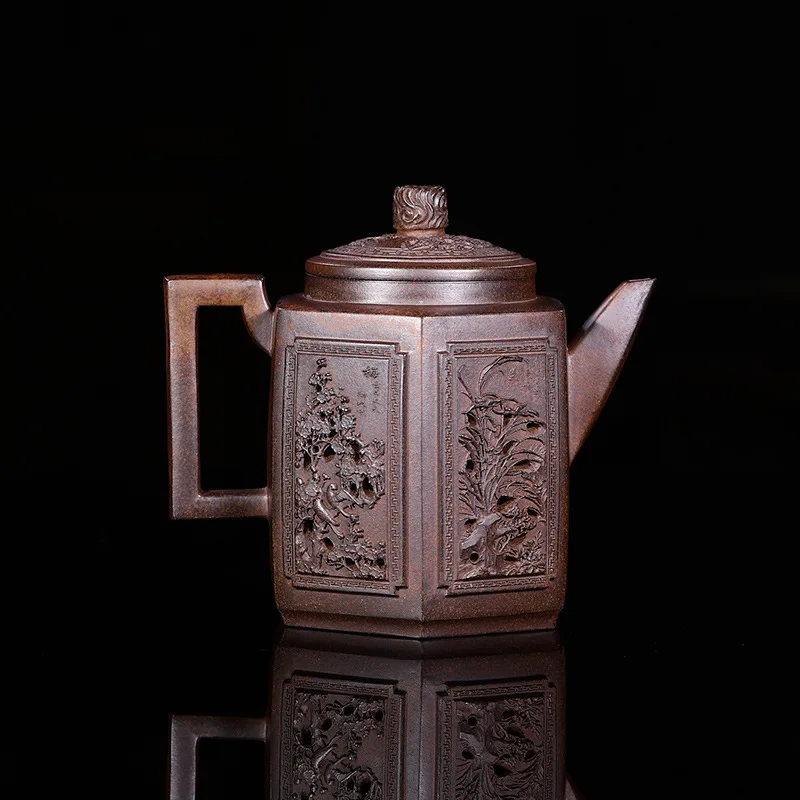 Wholesale Handmade Liufang Junzi High-Quality Longyao Wood-Fired Gold Clay 700Cc Premium Tea Set