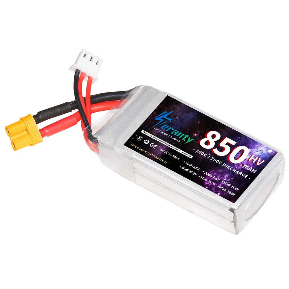 2/4PCS TERANTY HV Battery 850mAh 2S 7.6V 100C LiHV Lipo Battery XT30 XT60 Plug For Racing Car RC Drone Helicopter Aircraft FPV