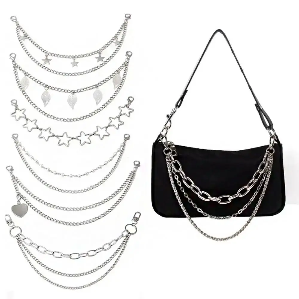 Butterfly Metal Bag Chain Heart Star Multi-layer Metal Chain Strap DIY Handles Bag Decorative Chain Women Bag Accessories