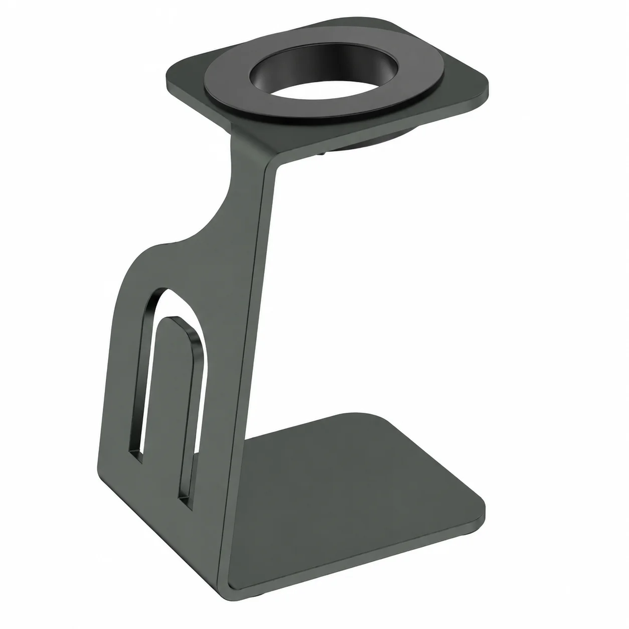 HTMCK Metal Watch Charger Stand, Dark Green Desktop Charging Holder with Round Charging Base and Cable Management