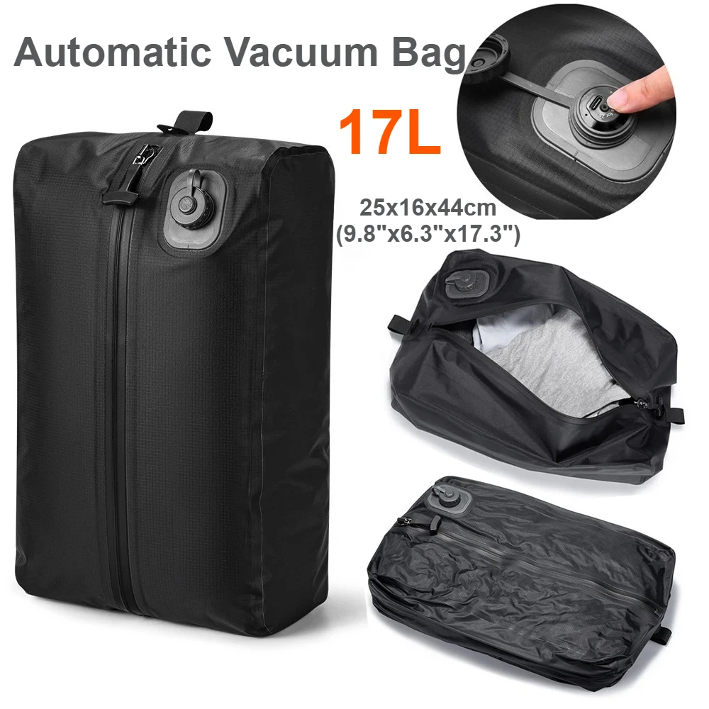 17l-自動真空バッグ-エアポンプ内蔵-再利用可能な収納バッグ-折りたたみ式アウトドア旅行用圧縮バッグ-スーツケースやバックパック用