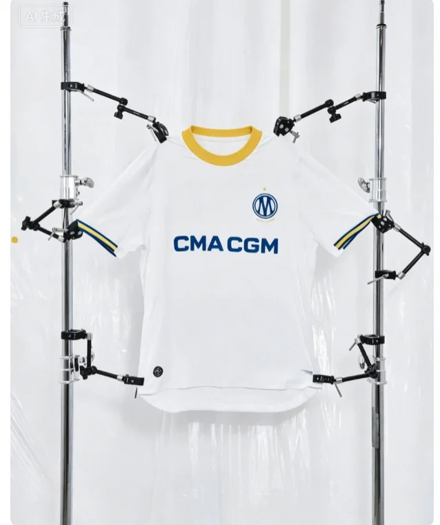 26/27 Neues Marseille-Wettkampftrikot für Herren, 3D-Druck, Y2K-Design, Oversized-Schnitt, schnelltrocknendes Sportshirt für den täglichen Gebrauch und zum Training, T-Shirt. – Detail 3