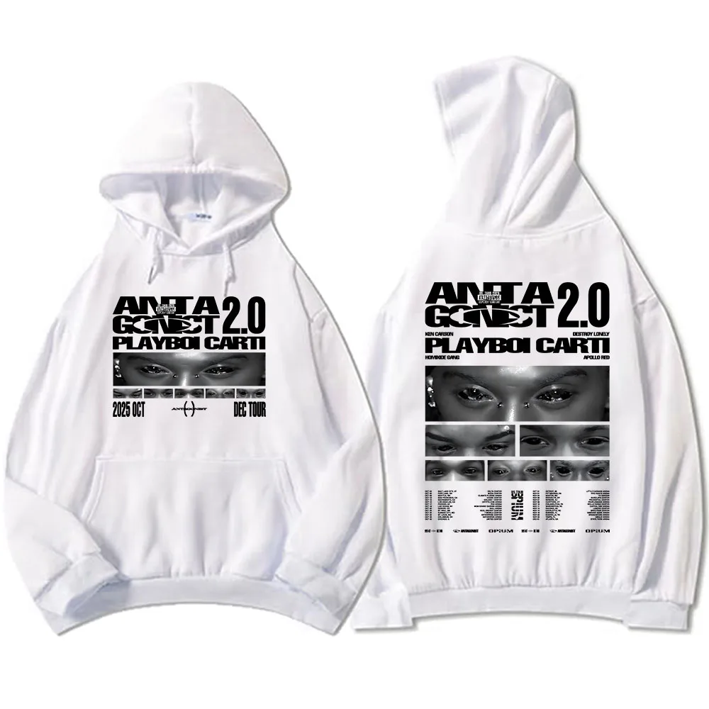 PLAYBOI CART ANTAGONIST TOUR 2025 Bluzy z kapturem Moda Unisex Streetwear Hip Hop Odzież Męska Damska Nadruk Graficzny Bluza Męska