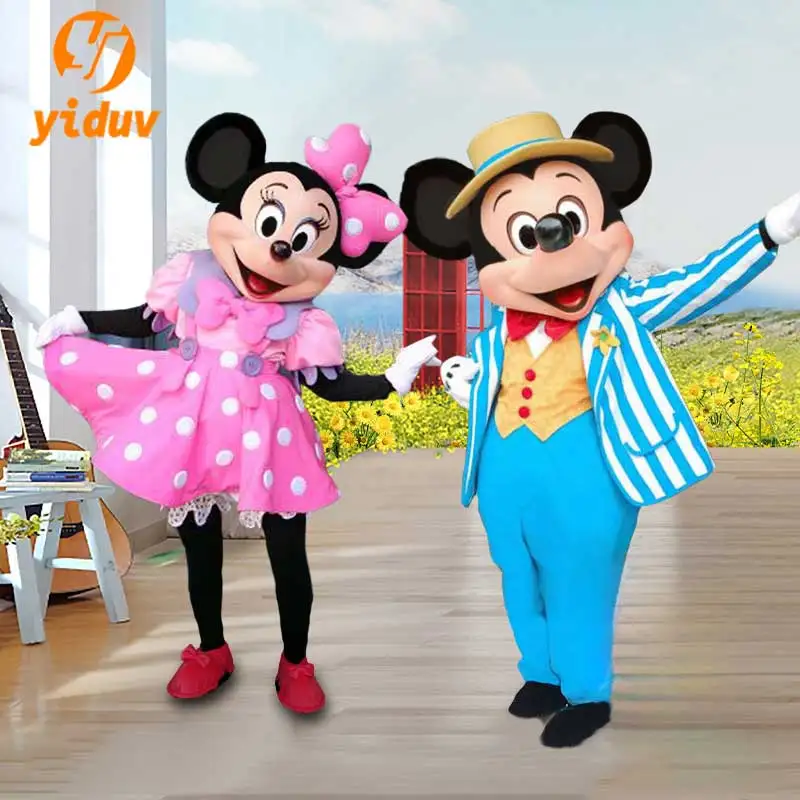 Disney Mickey Minnie Mouse Mascot Costume Cartoon Characters Advertising Event Party Cosplay Dress Suit Animal Carnival Props