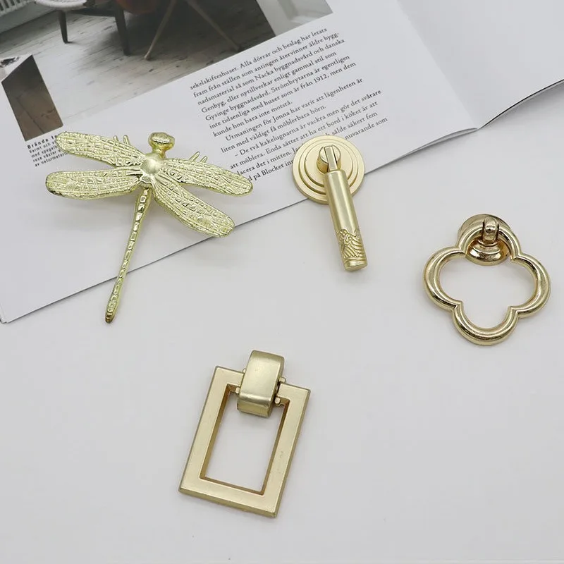 Zinc Alloy Pull Handle, Luxury Single Hole Solid Ring Knob, Gold & Brass Color for Cabinet Drawer Nightstand Showcase Door