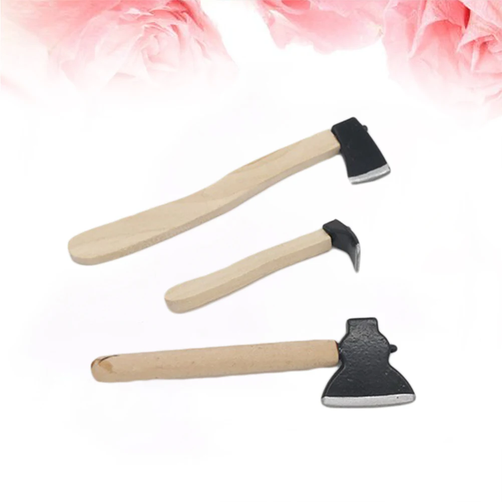 

Mini Dollhouse Furniture Axe Fake Miniature Axe For Kids Safe Wooden Decoration Home Ornament Display Accessory For Mini House