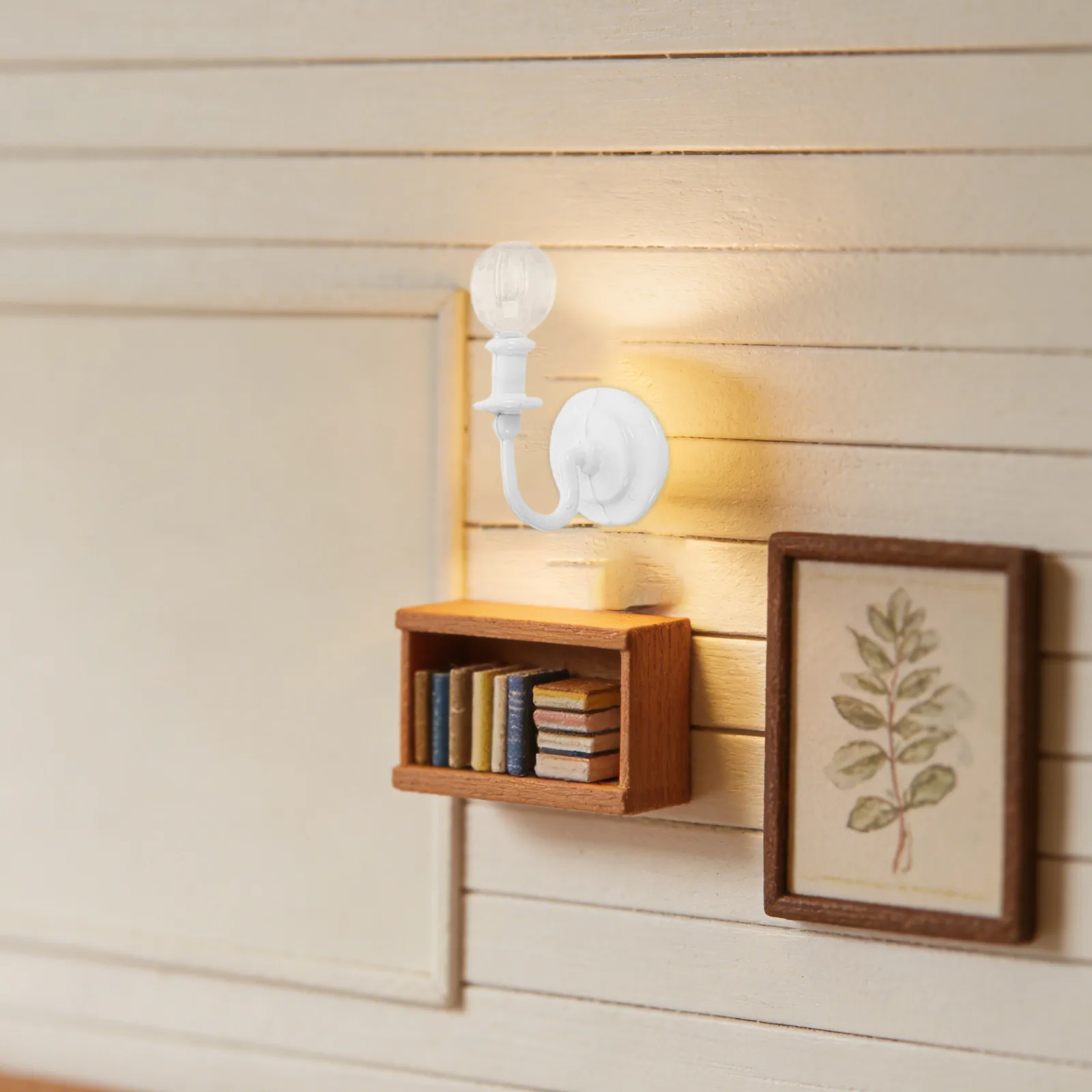 

8Pcs Mini Wall Lamps Crystal Sconce Lights Metal Simulation Miniature House Lighting Miniature Scene Decoration