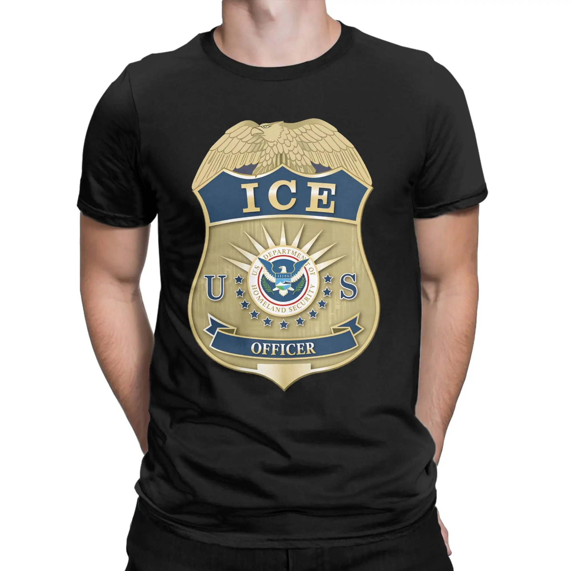 Men ICE Immigration and Customs Enforcement US T Shirt Cotton Tops Fashion Short Sleeve Round Collar Tee Shirt Gift T-Shirts