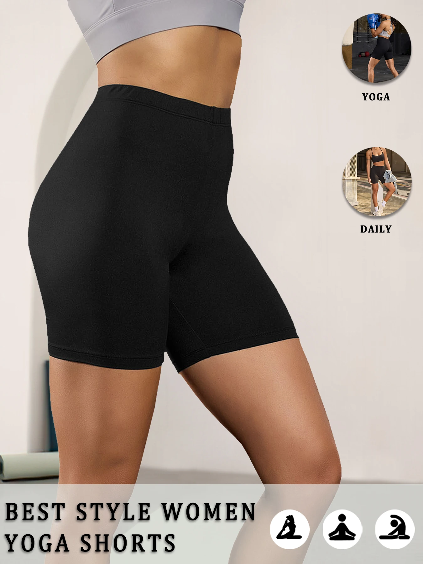 

Women's Super Soft Biker Shorts High Stretchy No See Through Workout Running Yoga Athletic 6"Inseam Push Up Gym Fitness Pants