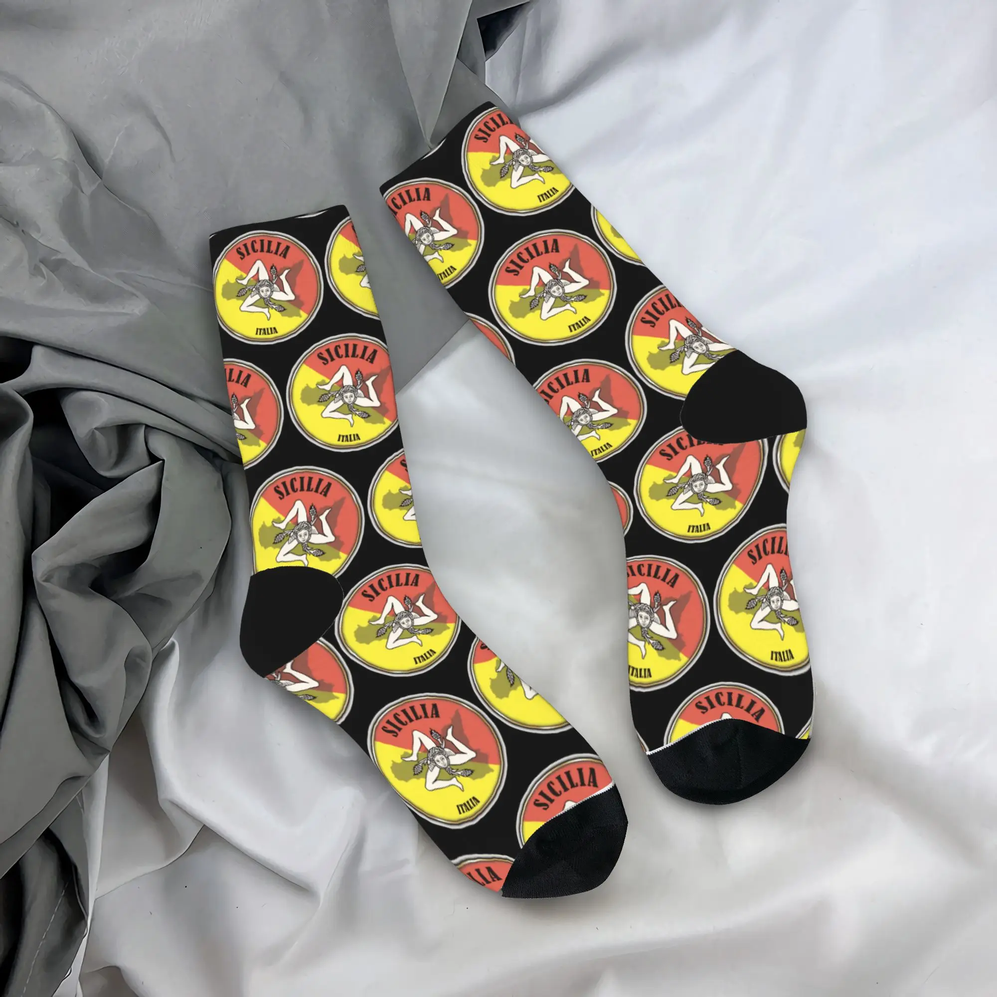 

Sicilia Sicily Italia Socks Funny Stockings Couple Soft Cycling Socks Autumn Graphic Anti Bacterial Socks