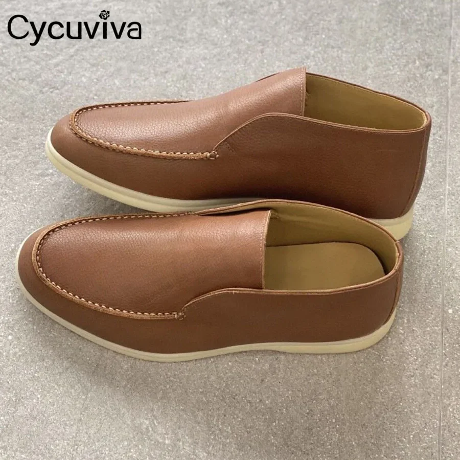 

High Quality Men Loafers Shoes Real Leather Flat Casual Shoes Male High Top Slip On Mules Comfy Summer Walk Shoes Botas Mujer