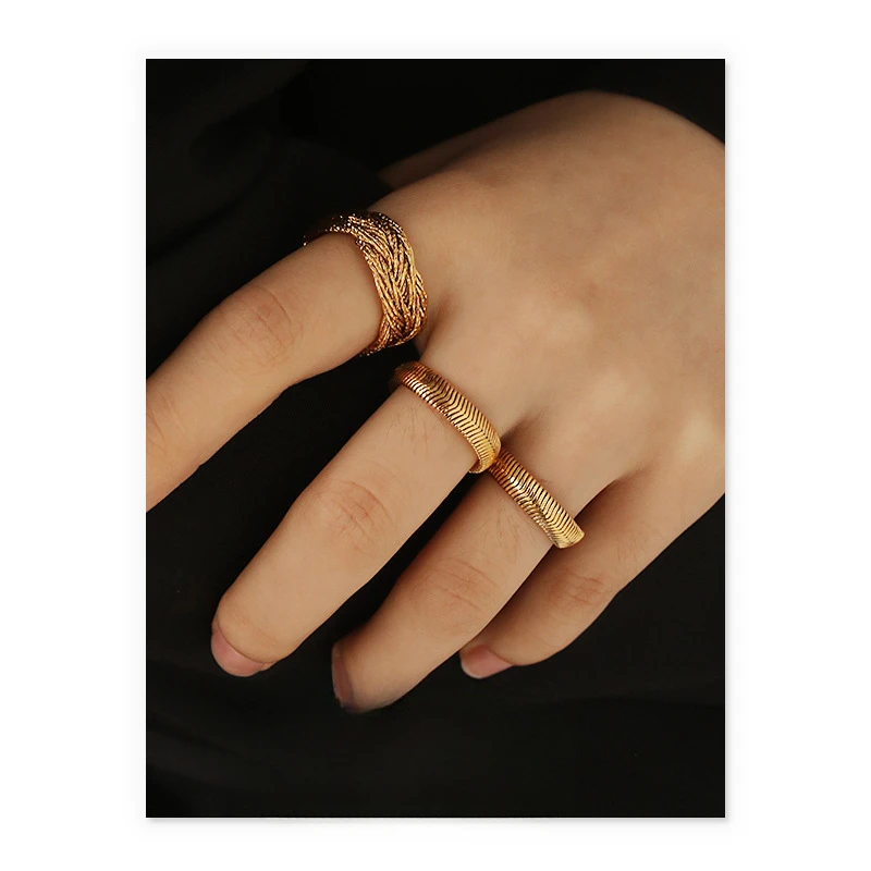 

ins fashion trend versatile hip hop style snake bone chain bracelet ring women and men