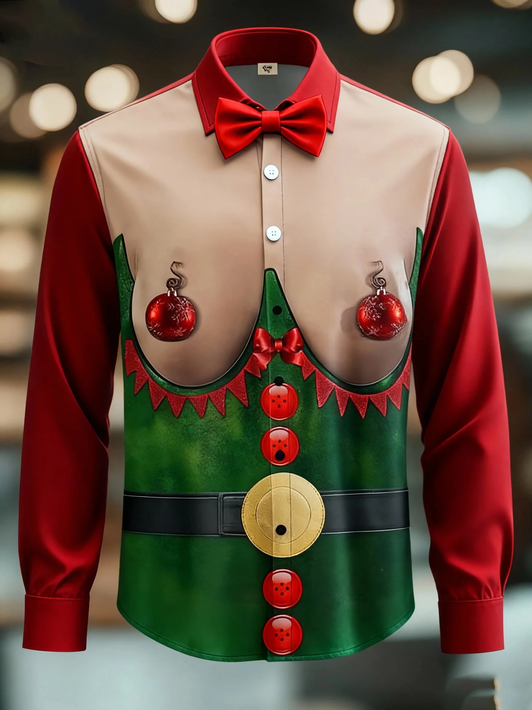 2025 عيد الميلاد موضوع الرجال ثلاثية الأبعاد ملابس منقوشة بكم طويل قمصان ملابس كاجوال عيد الميلاد مساء ملابس الحفلات الرجال الشارع الشهير الخريف #4