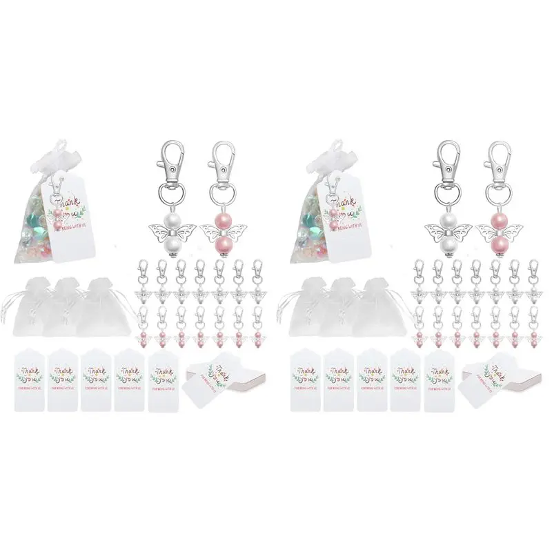 

BYBS-60Pcs Guardian Angel Keychain Baby Baptism Shower Wedding Souvenir Guest Gift Wedding Decoration Party Christmas Decor
