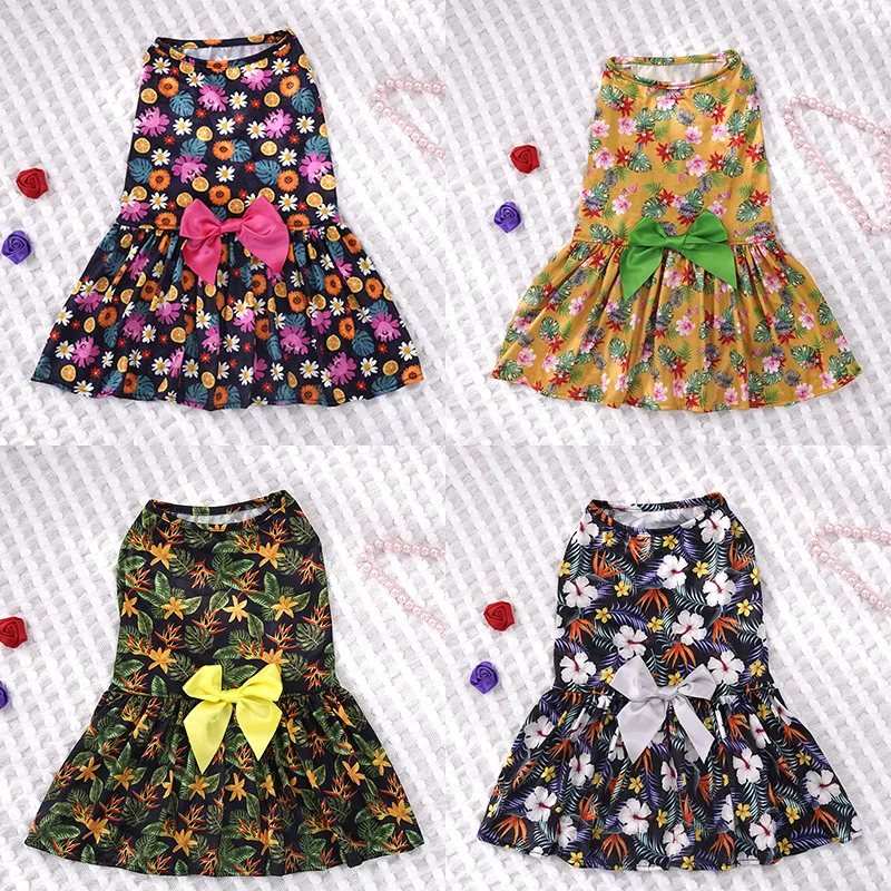 Pet Hawaiian style Supplies Dog Flower Princess Dress Kitty Teddy Pet Clothes Cute Dog Skirt Summer Dress Pet Hawaii Accessories