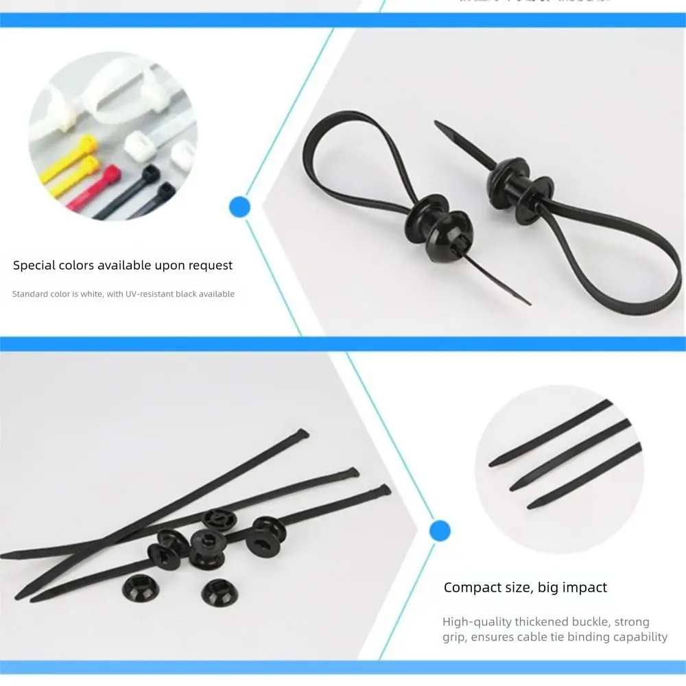 Multipurpose Nylon Universal Cable Tie Buckle Self-Locking Nylon Buckle Heavy Duty Nylon Zip Ties Cable Tie Retainer