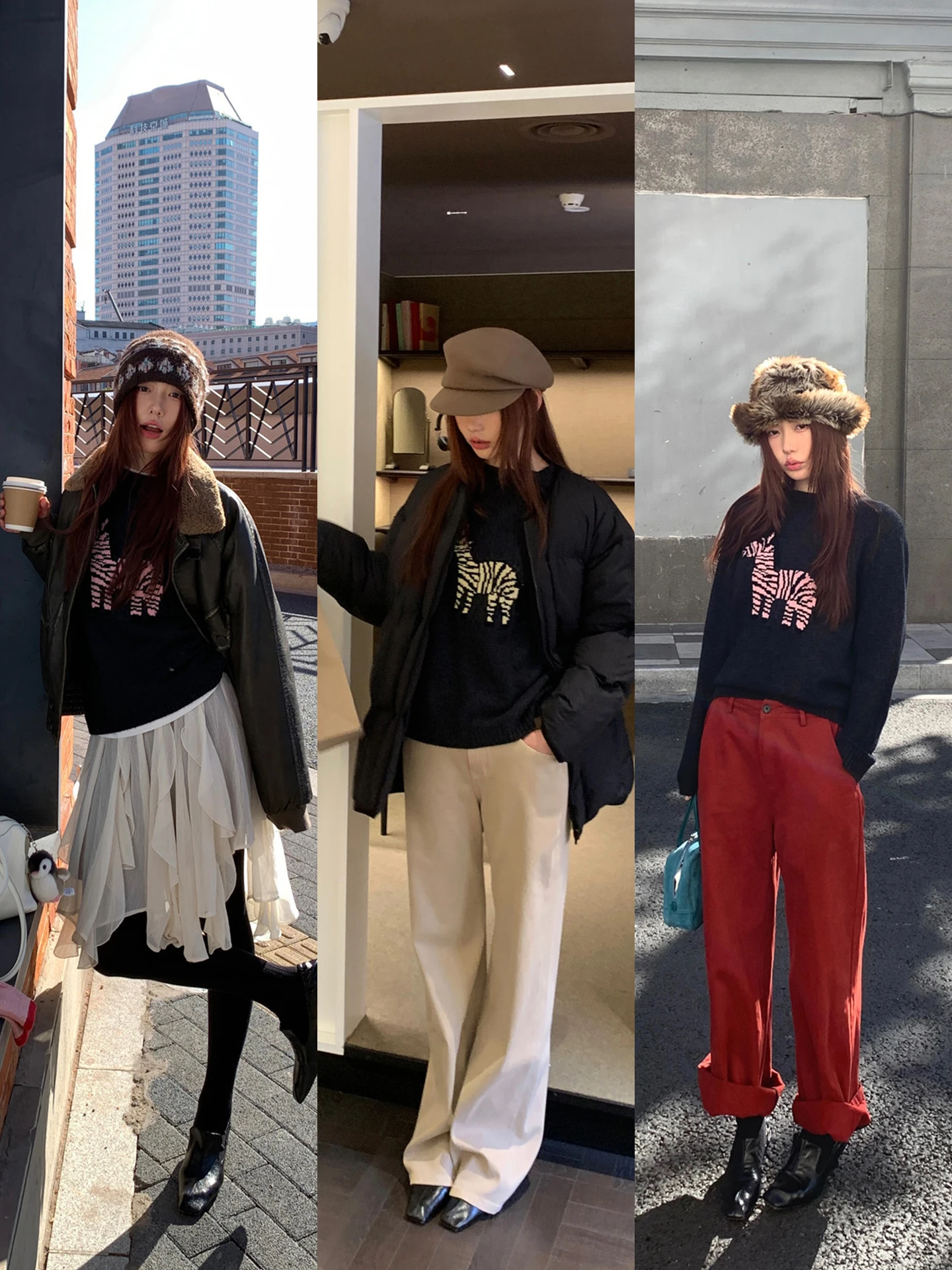 

Шерстяной вязаный свитер с длинными рукавами, повседневный пуловер с круглым вырезом, с животным принтом, зимняя модная женская вязаная одежда