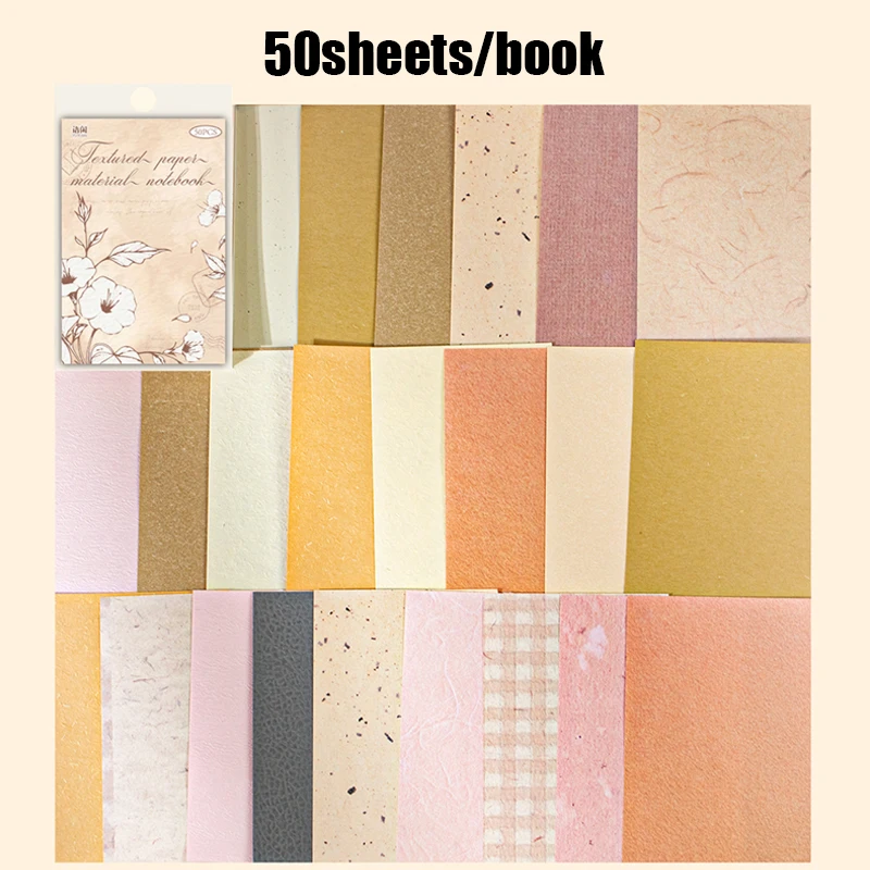 Mr. Paper Textured Background Paper 50 Sheets - Vintage Scrapbook Pages, Journal Collage Inserts, Art Craft Supplies