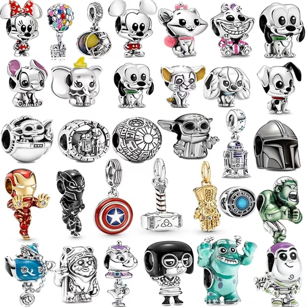 2022 100% Plata De Ley 925 Disney Charm Beads Para Original Pulsera Mujer Cumpleaños Boutique Joyería De Moda