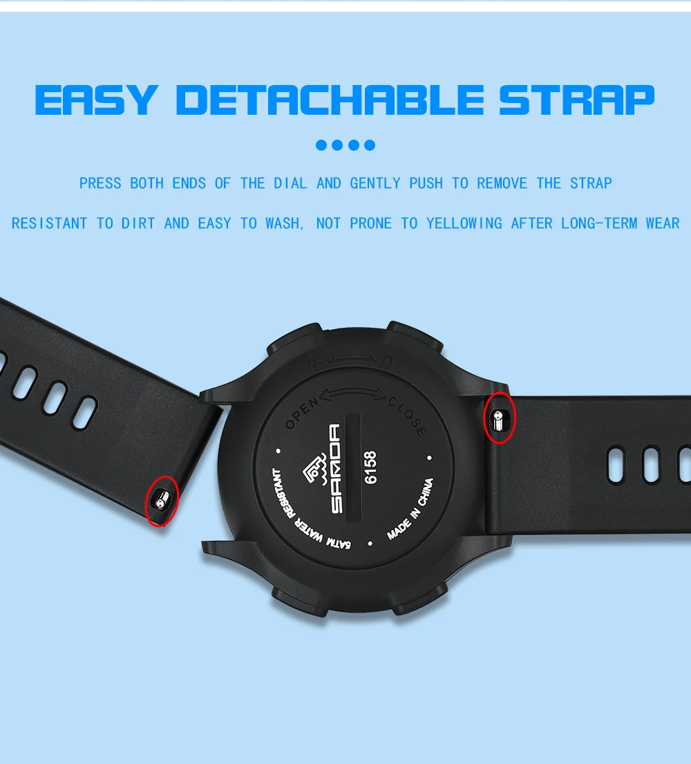 SANDA Herrenuhr, mehrere Funktionen, Outdoor-Sport, Stoppuhr, wasserdicht, digitales Uhrwerk, LED, Herren-Armbanduhr, elektronischer Alarm – Detail 8