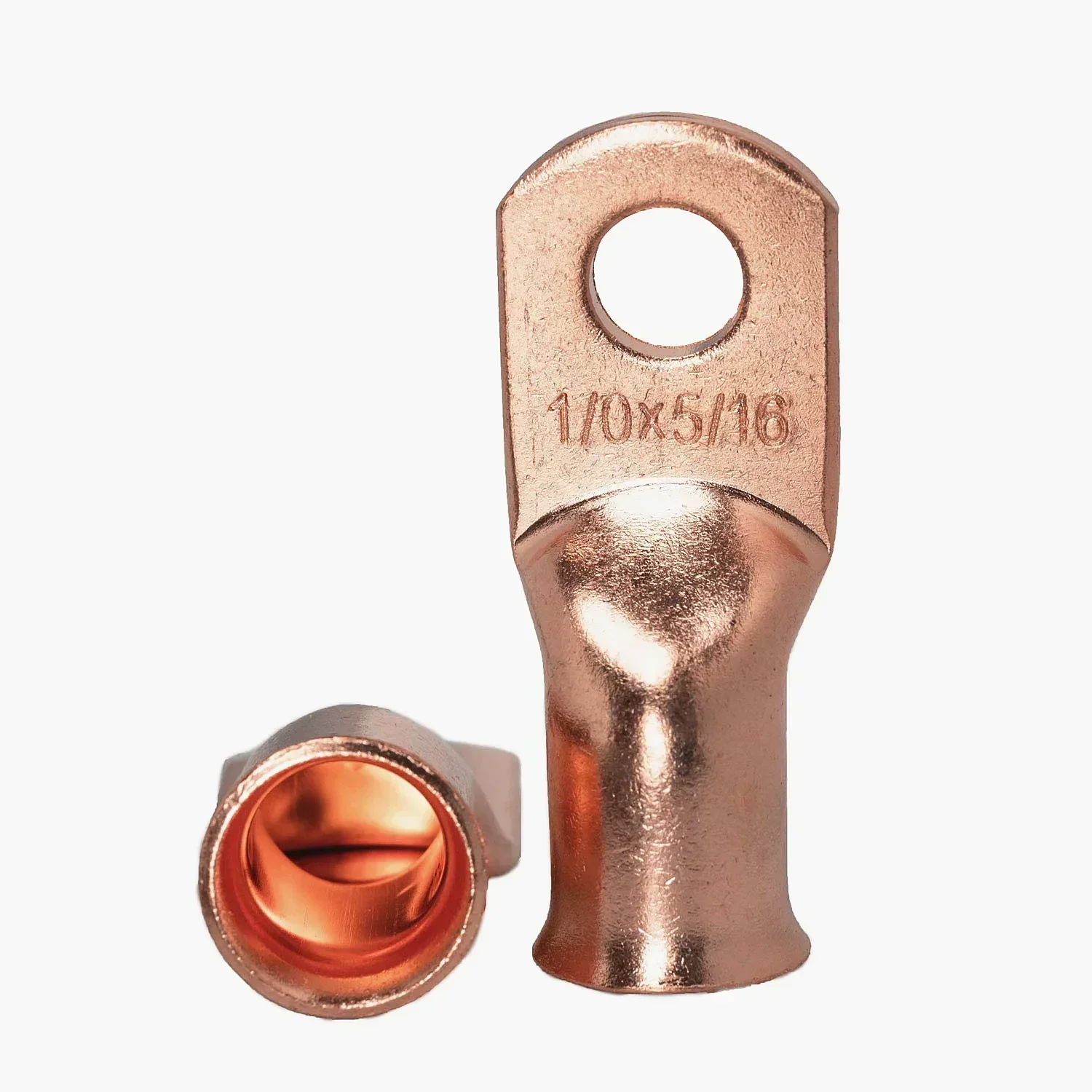 25/10Pcs 1/0 AWG Gauge Bare Copper Cable Wire Lugs Ring Crimp Terminal 3/8" 5/16" 1/4" 1/2" Wire Connectors Assortment Kit view 4