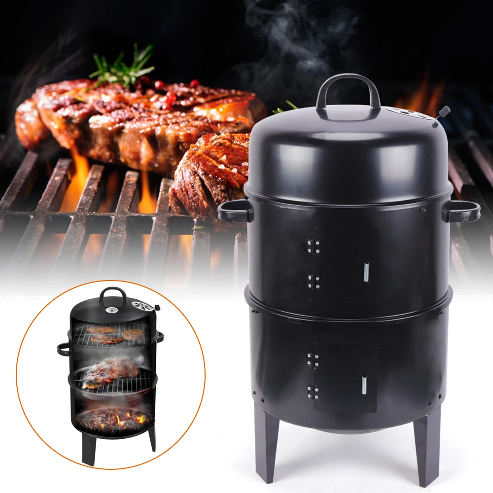 3-in-1 Braised Smoky Grill Multi-function Adjustable Wind Power 2 Layers Detachable Grill