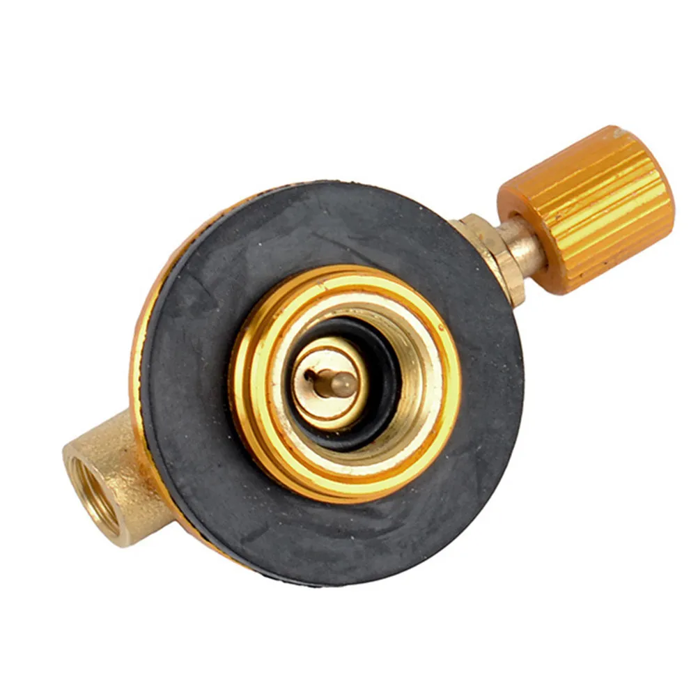 Outdoor Gas Stove Valve Flat Cylinder Adapter Connector Gas Control Adjustable Fire Rotation Design Yellow Sturdy