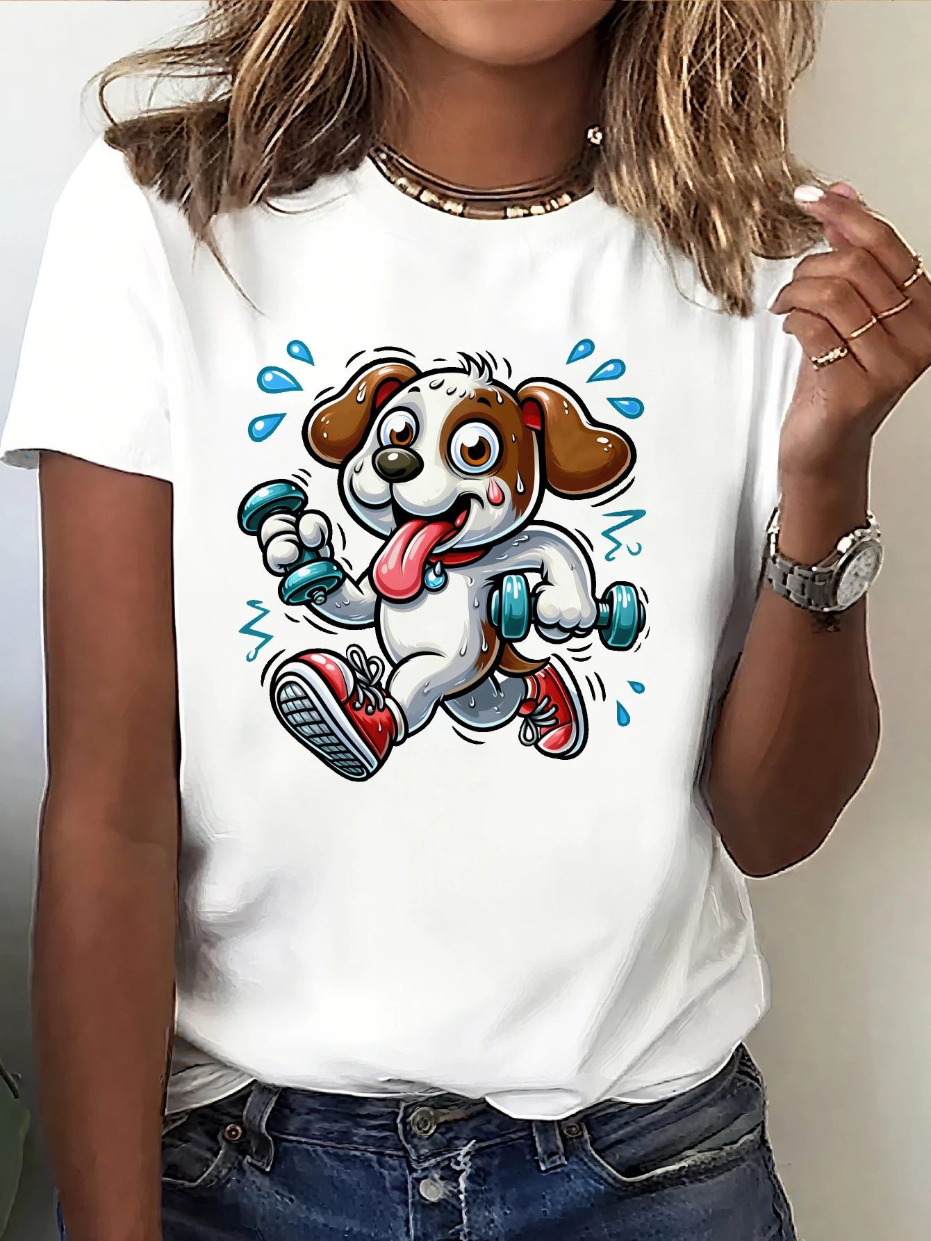 Crazy dog – T-shirt de noël à col rond pour femmes et hommes, confortable, ample, multicolore, meilleure vente