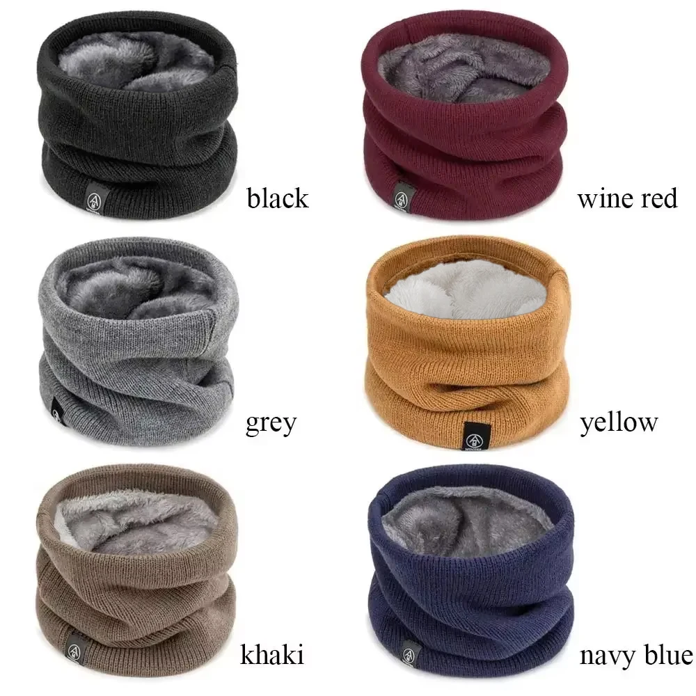 Winter Warm Knitted Ring Scarf for Women Men Plush Full Mask Tutdoor Cashmere Solid Snood Neck Scarves Thick Bufanda Muffler