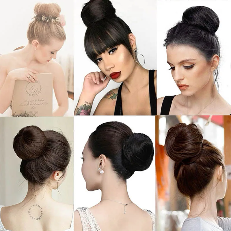 Synthetic Drawstring Wig Bag Made Of  High-temperature Silk Straight Hair Bun Suitable For Women's Daily Parties Weddin