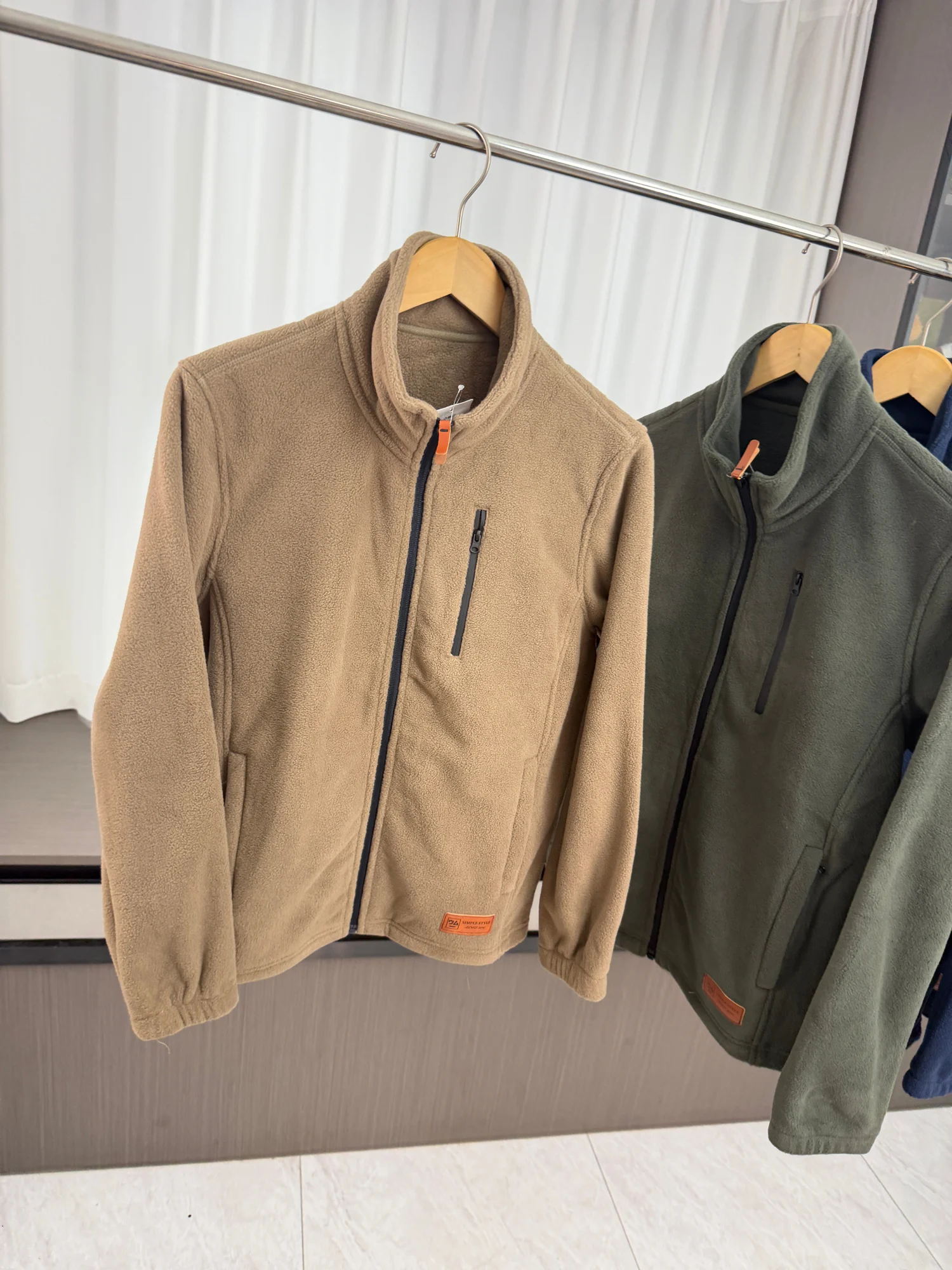 Comfortable Warm High Density Fleece Casual Hooded Jacket Outerwear for Men in Autumn Winter Pure Color Stand Collar Outdoor