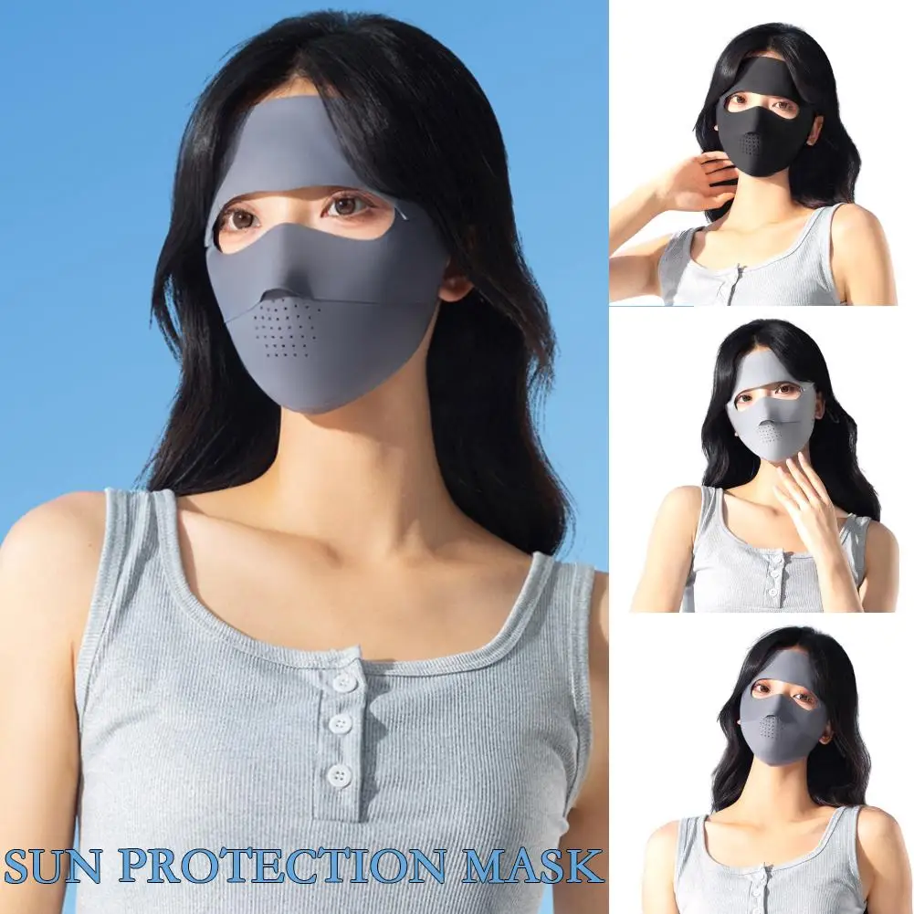 Summer Ice Silk Sunscreen Mask Full Face Sun Protection Mask Forehead Thin Section Breathable Mask Anti Ultraviolet Face Mask