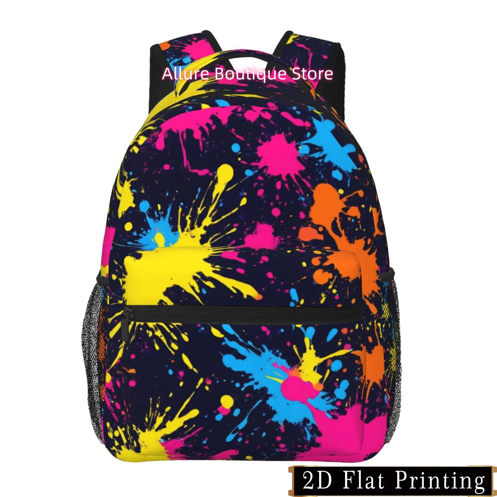 Colorful Splatter Art Print Pattern, Shoulder Strap and Waist Protection Design Backpack, Fashionable iPad Laptop Bag with Large