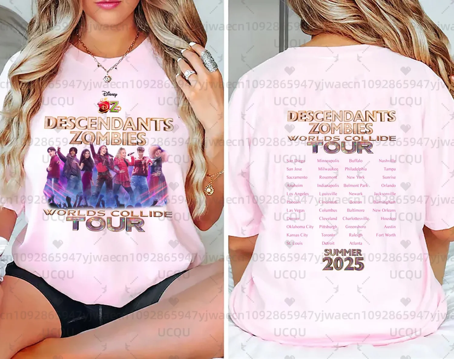 أحفاد الزومبي عوالم الاصطدام جولة صعود الأحمر شخصيات الصيف مهرجان الموسيقى 2025 الحفل تي شيرت رحلة عائلية