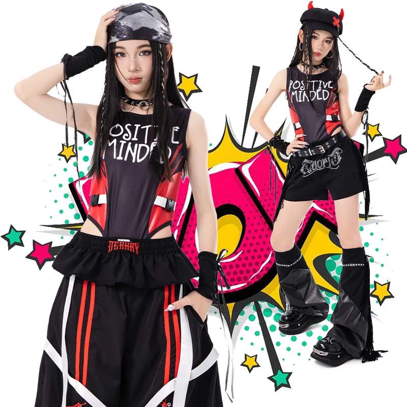 

Children'S Ballroom Dance Suit Kids Hip Hop Dance Costume Street Wear Girls Jazz Dance Clothing Stage K-pop Outfits XS11463
