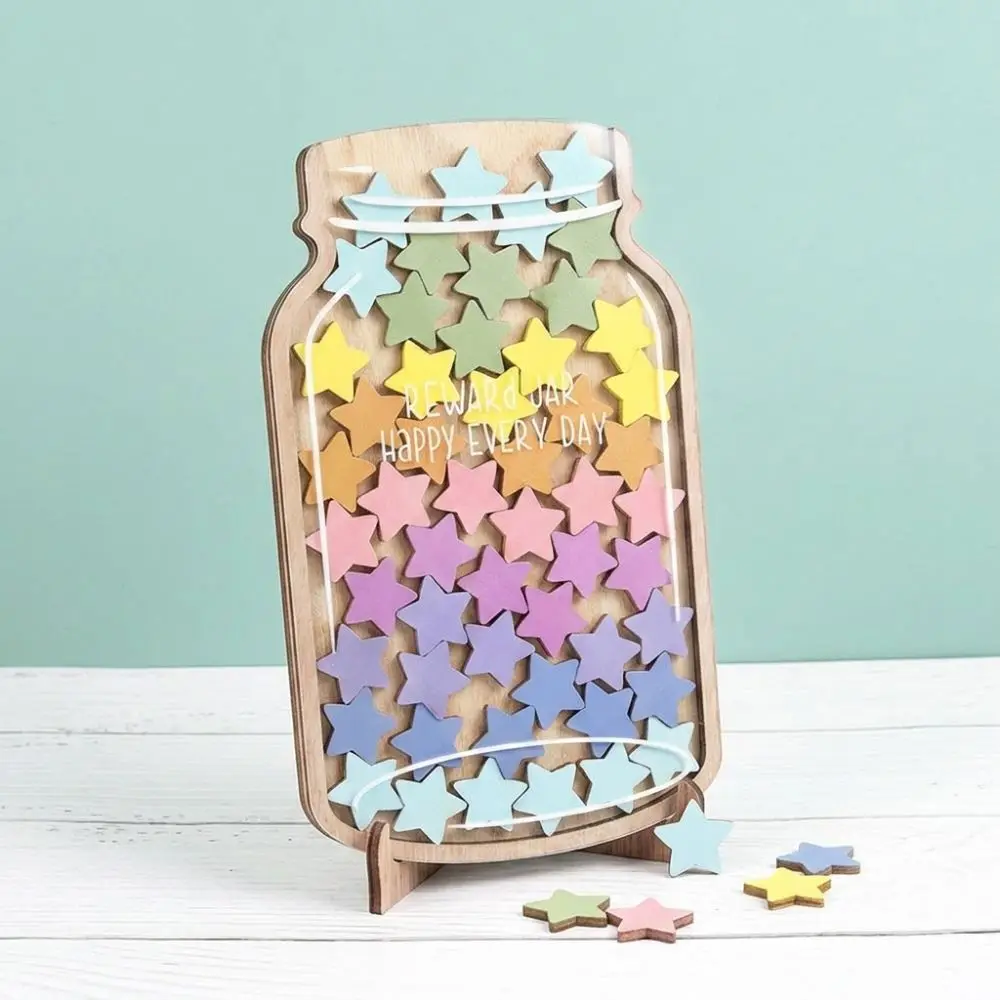 Interactive Star Reward Jars with 45 Stars Reward System Freestanding Learning Incentive Star Jar Detachable Stand
