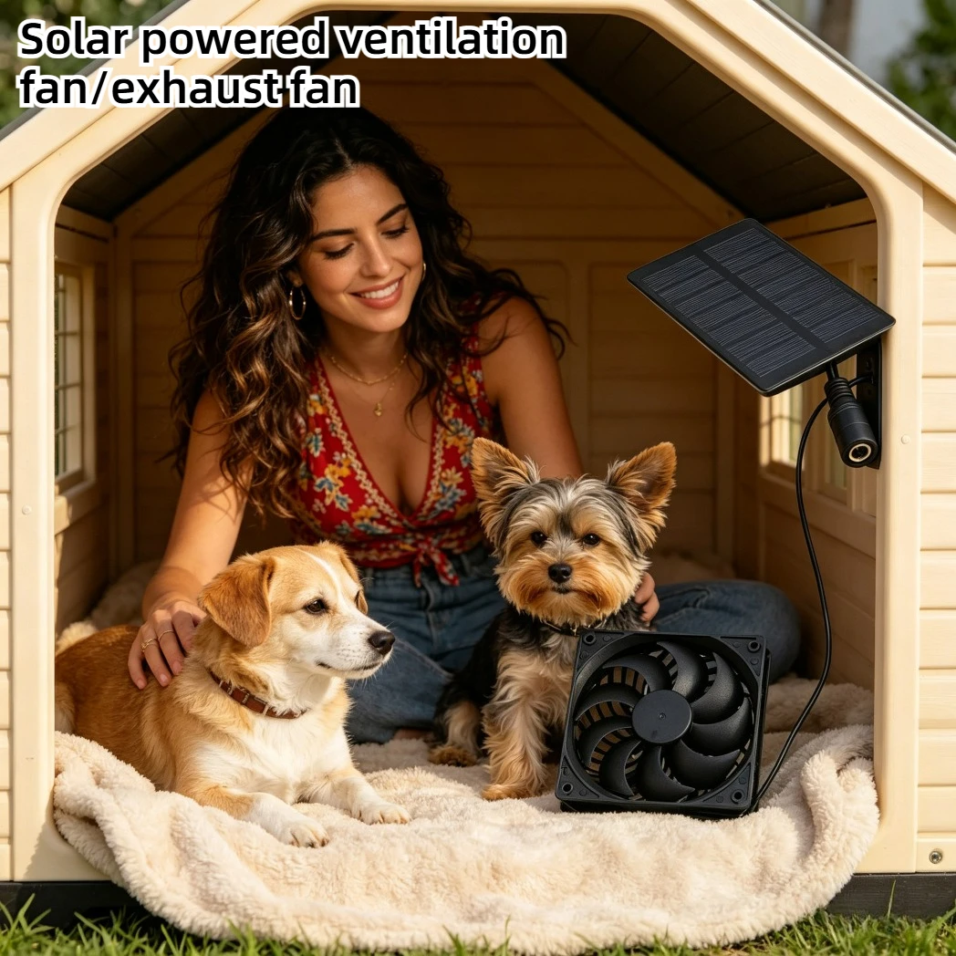 0,8W 4V Kleines Solarpanel-Abluftventilator Energiesparender Grüner Energie-Lüfter für Außenbereich Tierhaus Hühnerstall Wohnmobil Gewächshaus