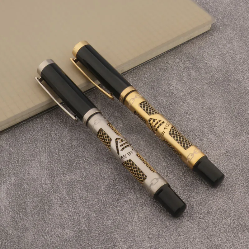 Metal Fountain Pen Hollow out Golden M Nib Business Office School Supplies Ink Pens