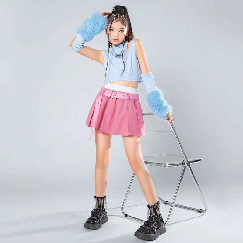 Meisje Groep Dans Jazzdans Kleding Top Rok Cheerleading Prestaties Kids Street Dance Hip Hop Kinderen Toneelkostuum DQL10140
