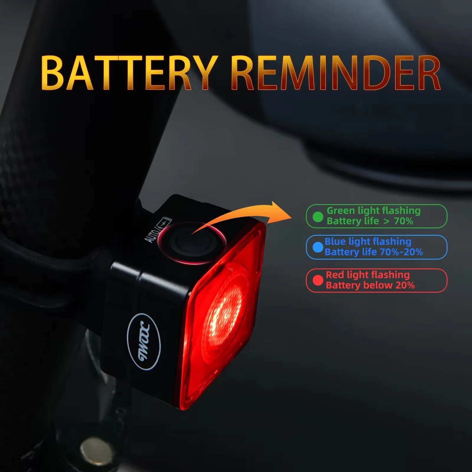 Smart Sensor Brake Bicycle Tail Light High Visibility Bike Rear Lamp IPx5 Waterproof LED Charging Taillights for Night Cycling