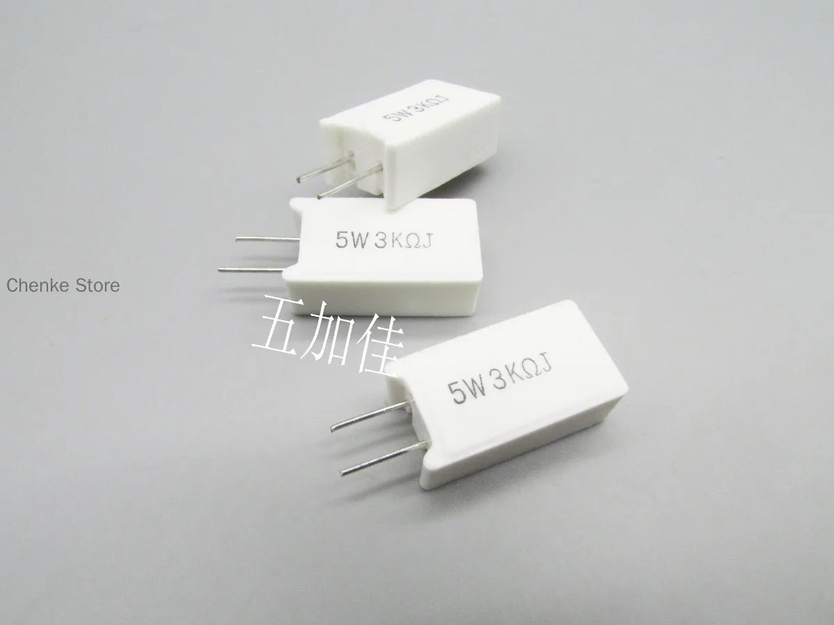 

50PCS/HRX 5W3KJ 5W 3K 5% brand new cement wire wound resistor vertical frequency division ceramic resistor